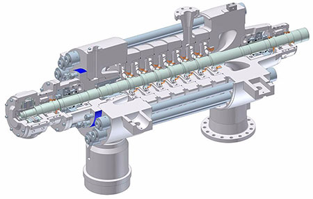 IMAGE 2: Between bearings, multistage, radially split, single casing pump (BB4)