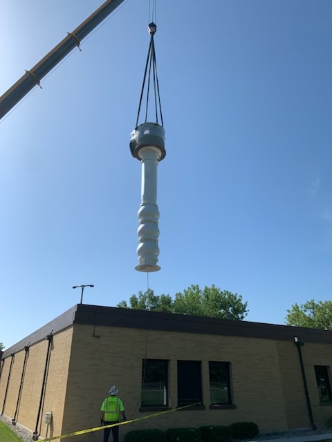 Pump 5 being removed from the Whitestone Pump Station