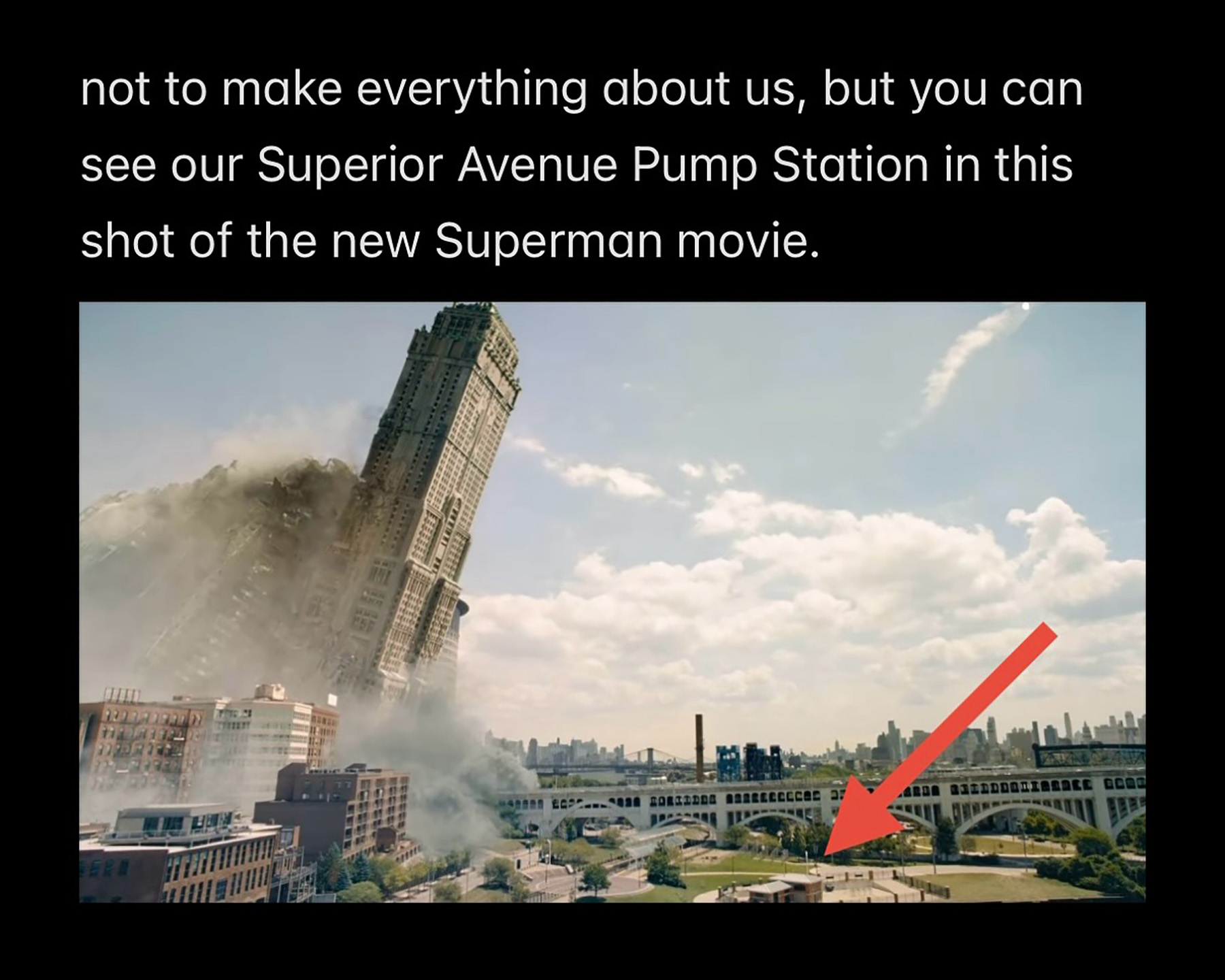 Superior Avenue Pump Station in Superman 2025