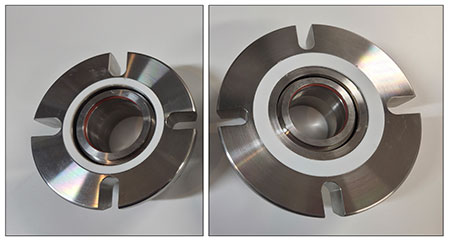 IMAGE 2: Standard and oversized bore cartridge seals for a 1.875-inch shaft with flat gaskets and slotted bolt holes