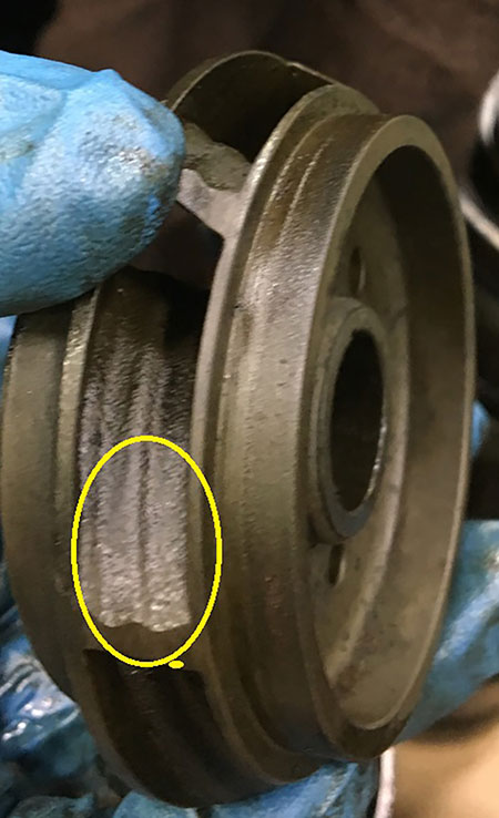 IMAGE 1: Example of impeller cavitation (Images courtesy of Volta Insite)