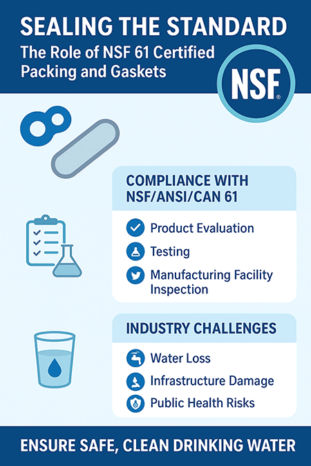 IMAGE 1: The role of NSF 61 certified packing and gaskets (Image courtesy of the Fluid Sealing Association)