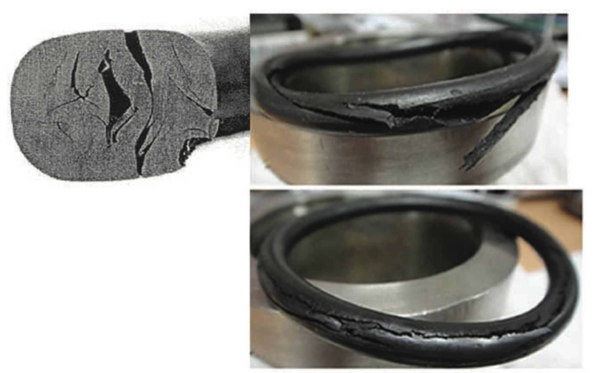 IMAGE 4: Typical rapid gas decompression (RGD) damage on elastomer O-rings used in turbomachinery applications. Source: Carmody & Kaminske, Sealing Technology, Vol. 2015, Issue 12, pp. 8-12.