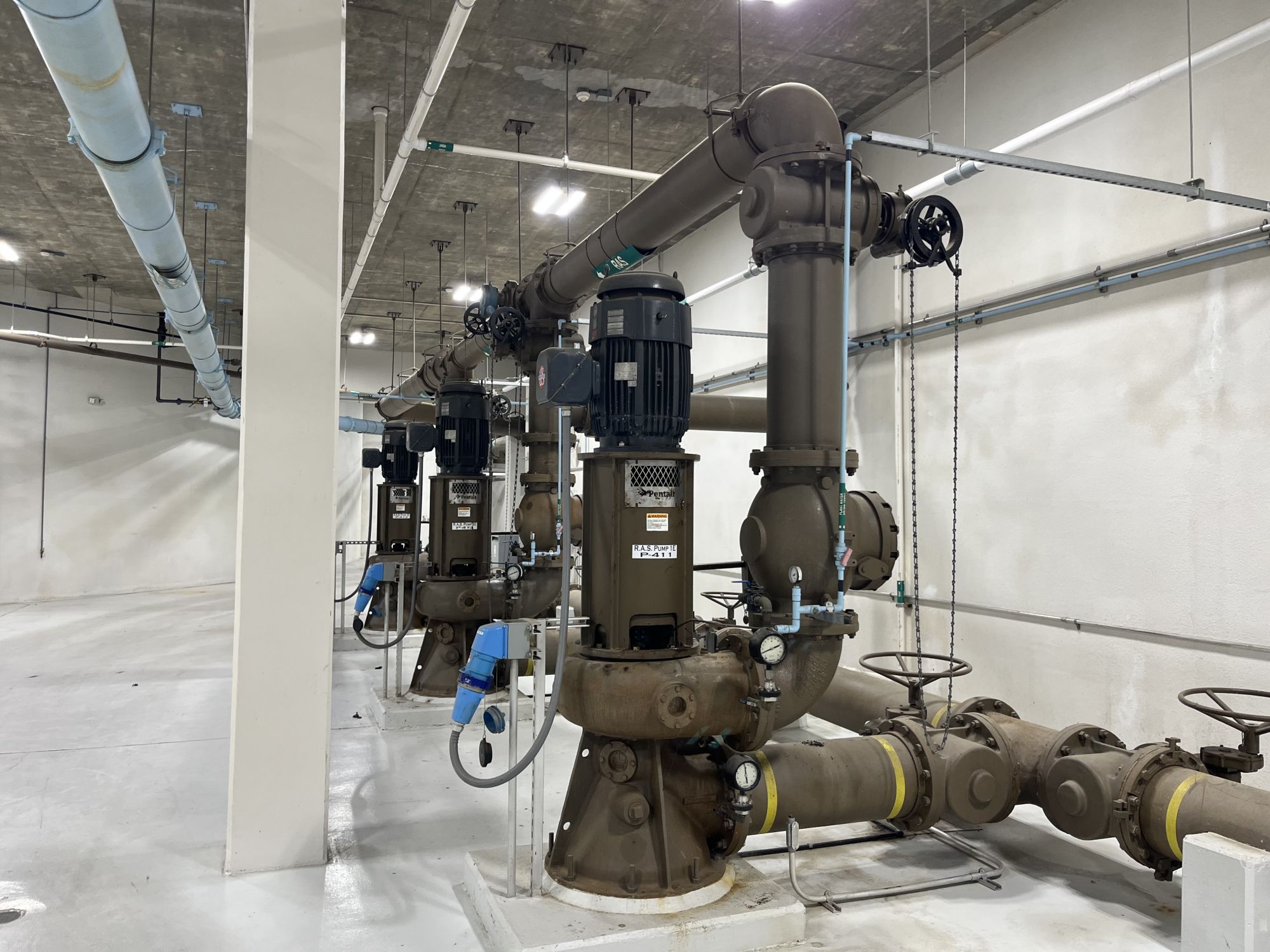 RAS pumps at a large wastewater treatment plant