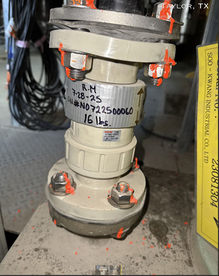 IMAGE 2: If the valve is over-torqued, the quality of the product and its operational life could decrease. Defects such as warping could occur, such as the one demonstrated on this flanged ball valve. It is important to follow the manufacturer’s operation manual for the specified torque of each valve.