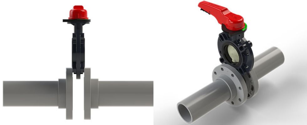 IMAGE 3: When inserting a valve between flanges, it is important to insert after extending the fields of flanges fully. If a valve is inserted by force without fully extending fields of flanges, a liner may be turned over and suffer a crack.