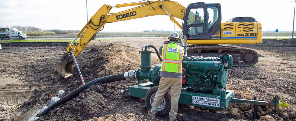 IMAGE 1: Most construction projects that involve excavation require the removal of groundwater or surface water. (Images courtesy of United Rentals)