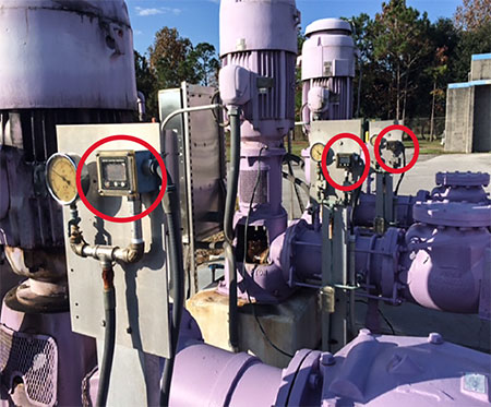 Electronic switch mounted on pump systems in a water facility