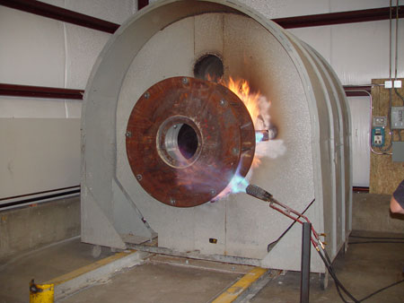Centrifugal casting machine during a Babbitt repair