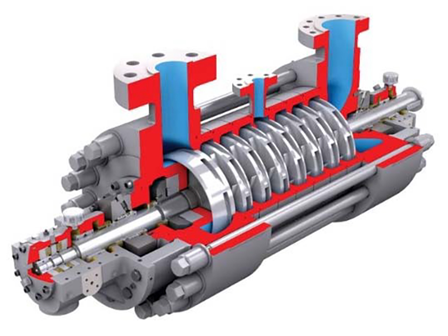 Diffuser ring-section pump