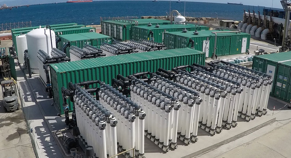 Containerized RO plant on the island of Sardinia. The plant supplies 12,000 m3 of ultrapure water and has cut energy consumption by 88%.