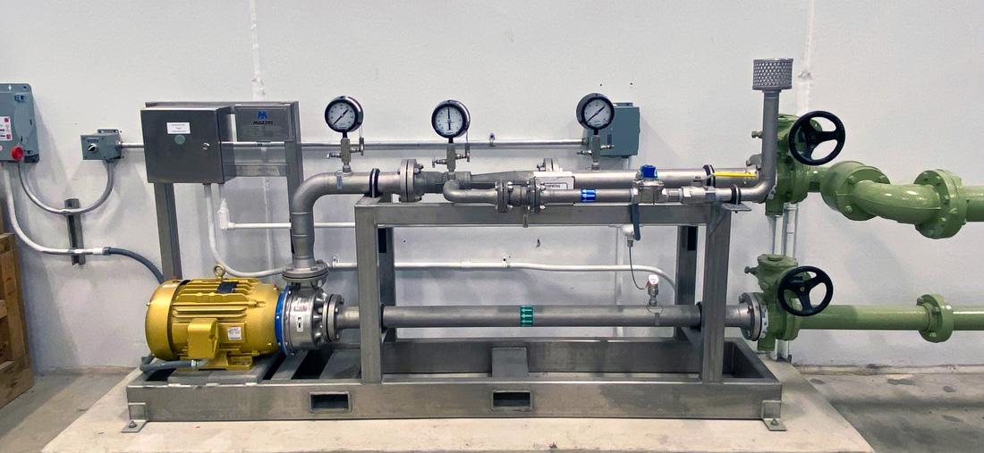 IMAGE 1: This skid-mounted sidestream aeration system boosts dissolved oxygen efficiently and occupies a small footprint. (Images courtesy of Mazzei Injector)