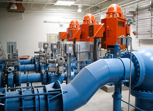 IMAGE 1: Colorado’s ECCV Southern Booster Pump Station fitted with ball valves operated by variable speed, multiturn actuators for safe, high volume pump control (Images courtesy of AUMA)