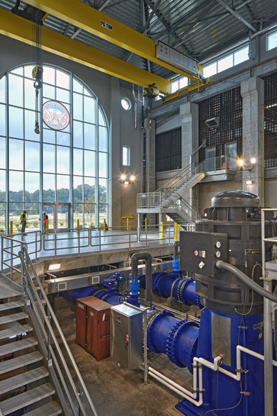 Pumps and motors inside water plant 