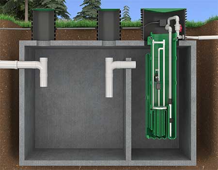 IMAGE 3: Septic tank effluent pump (STEP) vaults are a common installation method for turbine pumps, featuring a built-in filter that is easily removed for cleaning.