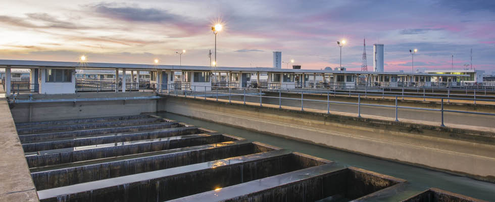 Filtration tank at water treatment plant