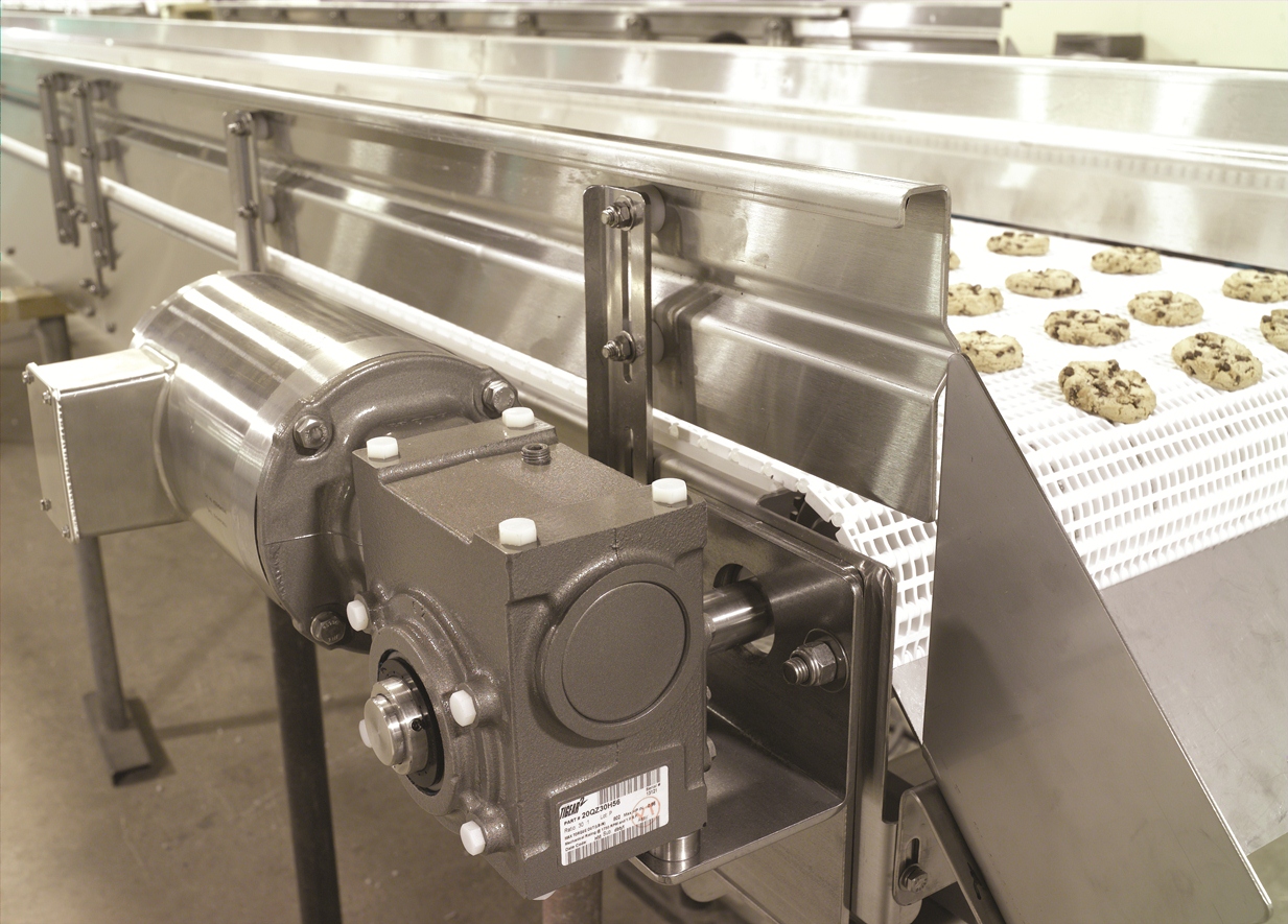 Stainless motor driving a conveyor for cookie production