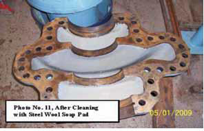 Coating after four years of operation and rust stain removal