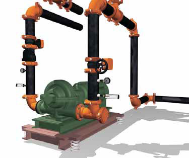3-D model of a pump with flexible couplings