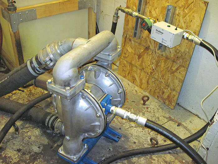 Image 1. AODD pump in a factory transfer application with an air monitoring controller.