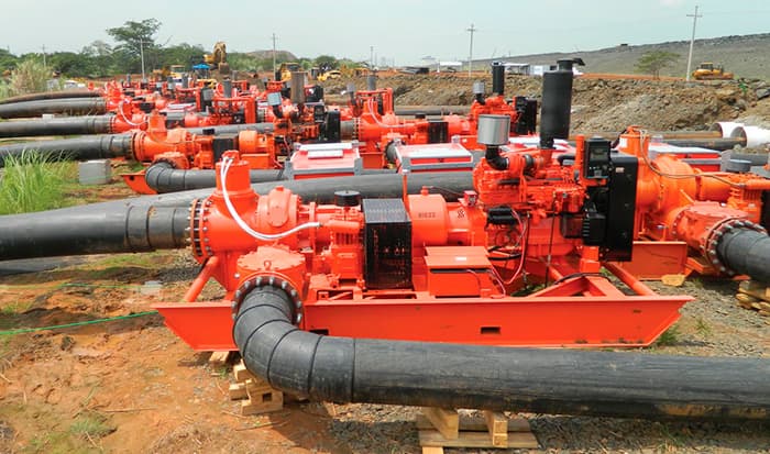 Image 1. Pumps are used to move 122 million gallons of water per day to fill the third set of locks for the Panama Canal project.