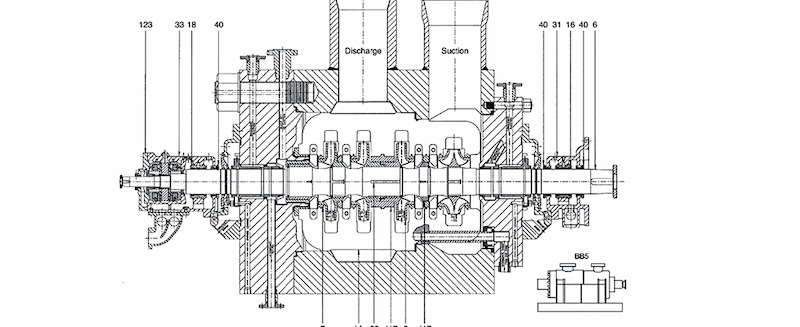 IMAGE 1: Between bearing pump with sleeve bearings (Items 16 and 18)