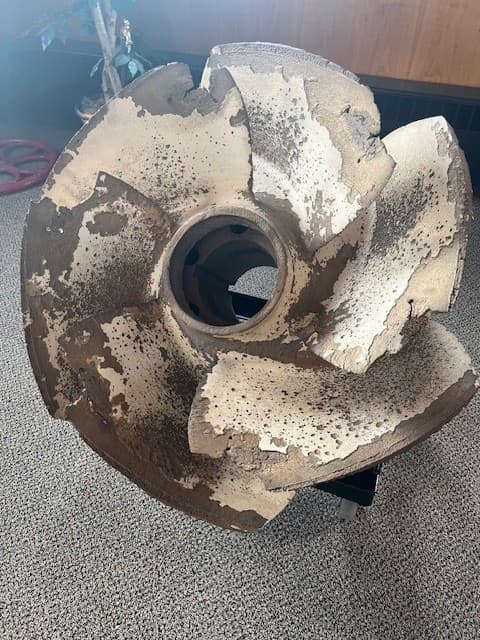 IMAGE 3: Damaged impeller removed from Pump 5 currently on display in SMMWSC’s board room
