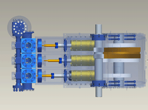 Figure 1b. Triplex pump plan view