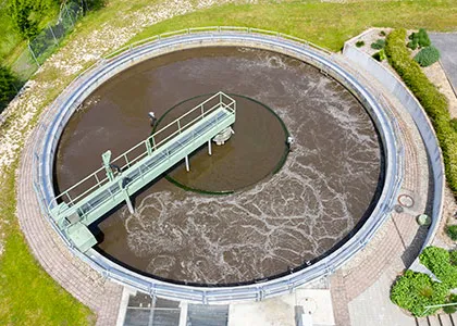 IMAGE 1: A typical clarifier tank at a wastewater treatment plant for primary and secondary solids settling (Images courtesy of Pentair)