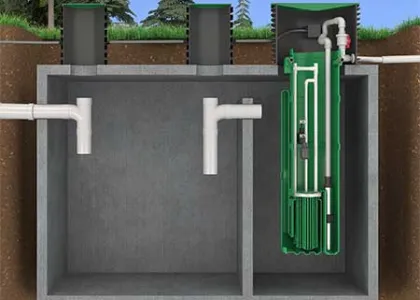 IMAGE 3: Septic tank effluent pump (STEP) vaults are a common installation method for turbine pumps, featuring a built-in filter that is easily removed for cleaning.