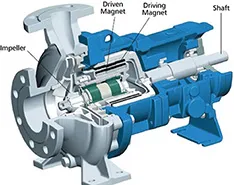 Sectional drawing of a mag drive pump.