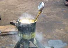 Submerging a bearing in an oil bath 