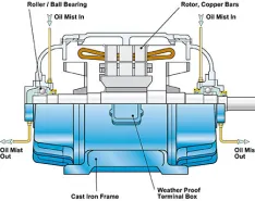 oil mist lubricated electric motor