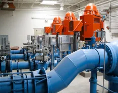 IMAGE 1: Colorado’s ECCV Southern Booster Pump Station fitted with ball valves operated by variable speed, multiturn actuators for safe, high volume pump control (Images courtesy of AUMA)
