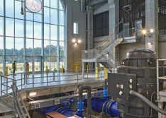 Pumps and motors inside water plant 