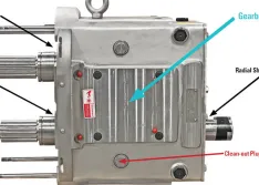 A standard circumferential piston pump gearbox pictured 