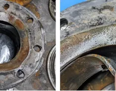 Joint failure—rubber tube delamination after exposing to water at 225 psi system pressure and 225 F (Images courtesy of Garlock)