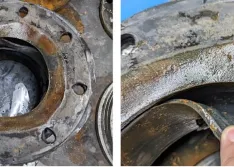 Joint failure—rubber tube delamination after exposing to water at 225 psi system pressure and 225 F (Images courtesy of Garlock)