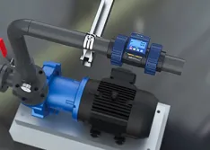 Paddle wheel/turbine flow meter on a chemical pump