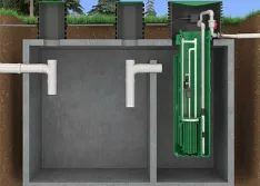 IMAGE 3: Septic tank effluent pump (STEP) vaults are a common installation method for turbine pumps, featuring a built-in filter that is easily removed for cleaning.