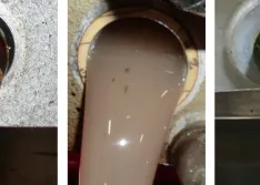 IMAGE 1: Clean oil (left), oxidized oil (middle) and watered oil (right) (Images courtesy of Anderson Process)